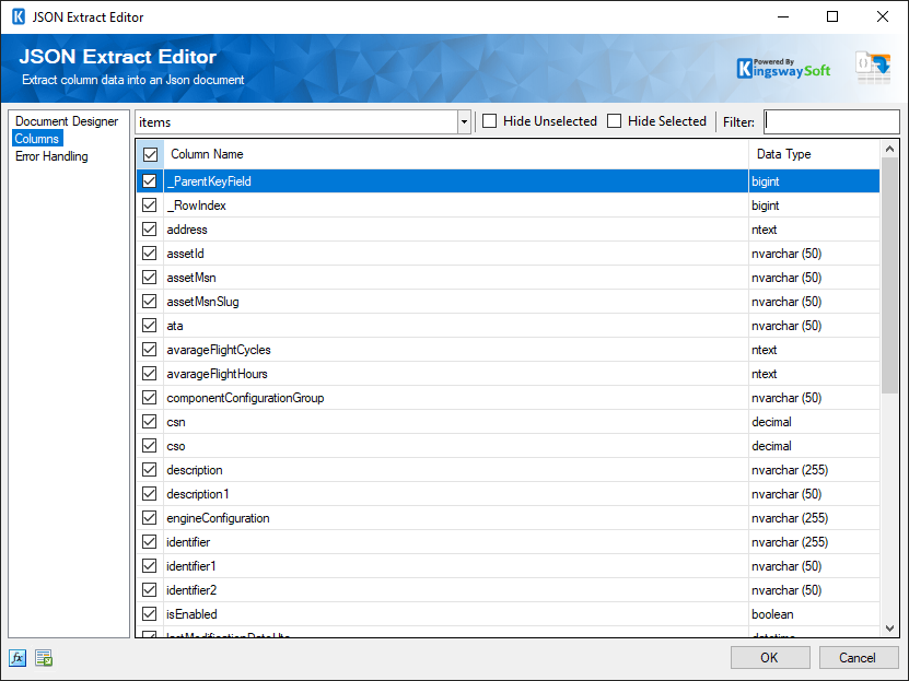SSIS JSON Extract - Columns
